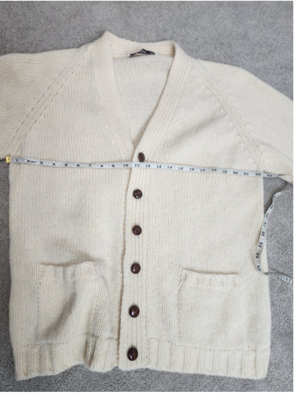 VTG Laurence J Smith Scotland Pure New Wool Chunky Knit Cardigan Fits L Shetland - Picture 8 of 15